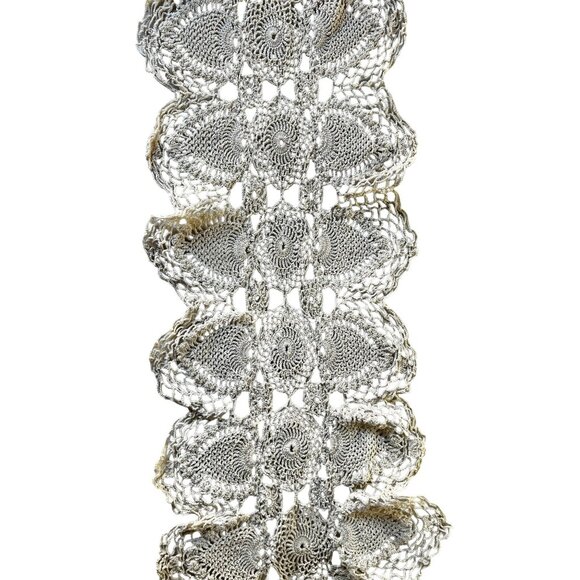 Handmade Crocheted Cream Table Runner 32" x 10" Vintage - Picture 5 of 8